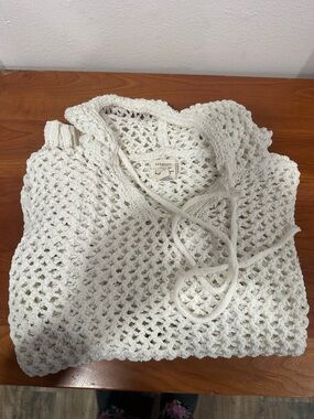 Nicole Miller Cream Crochet Swim Coverup